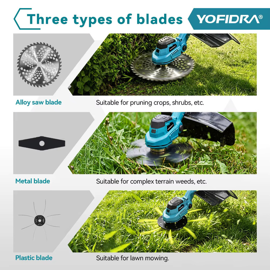 YOFIDRA Bürstenloser 9-Zoll Elektro-Rasenmäher mit 60000 U/min als kabelloser Rasentrimmer für Makita 21V Akku - Bild 4