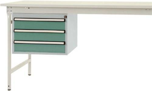 Manuflex ZB4602.0001 Gehäuse-Unterbau stationär in Grau und Multicolour mit 3 abschließbaren Schubfächern aus Stahl für Tischtiefe 800 mm und Nutzhöhe 300 mm - Bild 1