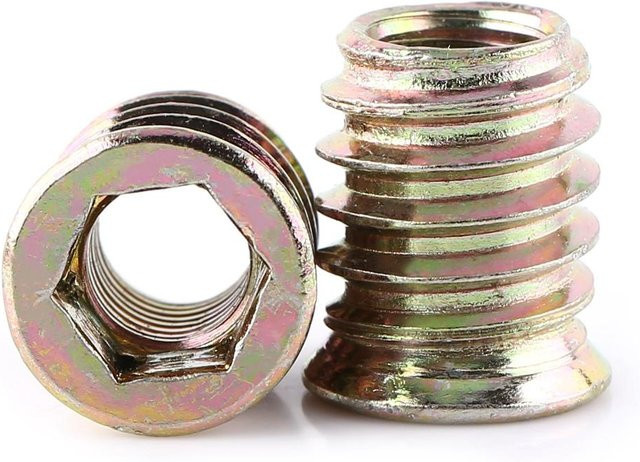 20 Stück Aamazing Innensechskant-Einsatzmuttern aus verzinktem Stahl für Holzmöbel, M8, Höhe: 17 mm, Farbe: Silber - Bild 1