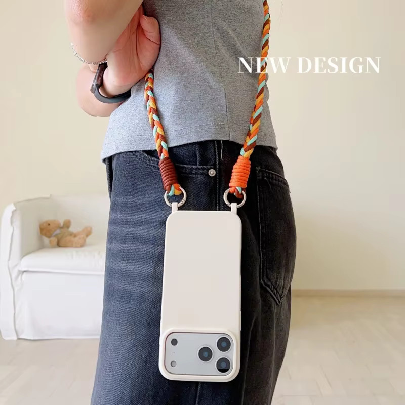 EHUIDE Shockproof Handyhülle mit Crossbody Lanyard und geflochtenem Trageriemen für iPhone 11 bis iPhone 17 Pro Max, Farbe: Schwarz - Bild 2