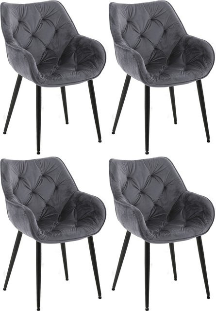 4er Set CLP Esszimmerstühle Tanna aus Samt mit gesteppter Polsterung in modernem Design - Bild 1
