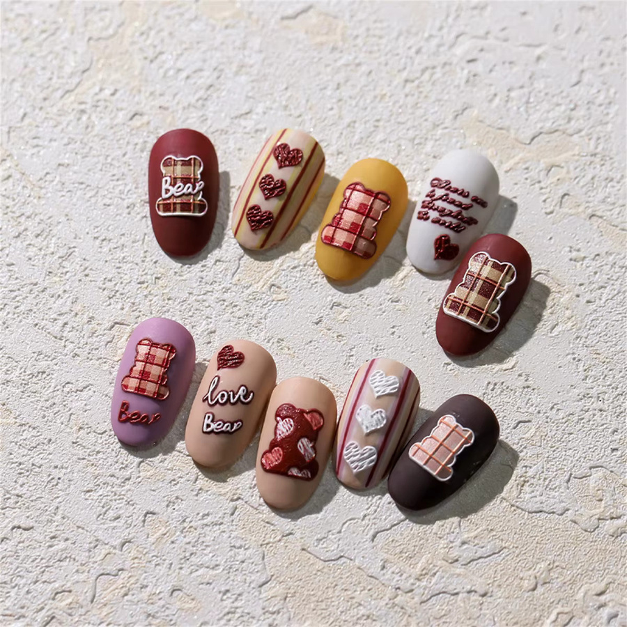 Rhstoe Nagelaufkleber Schokolade Bär, Braun, DIY Nail Art - Bild 4