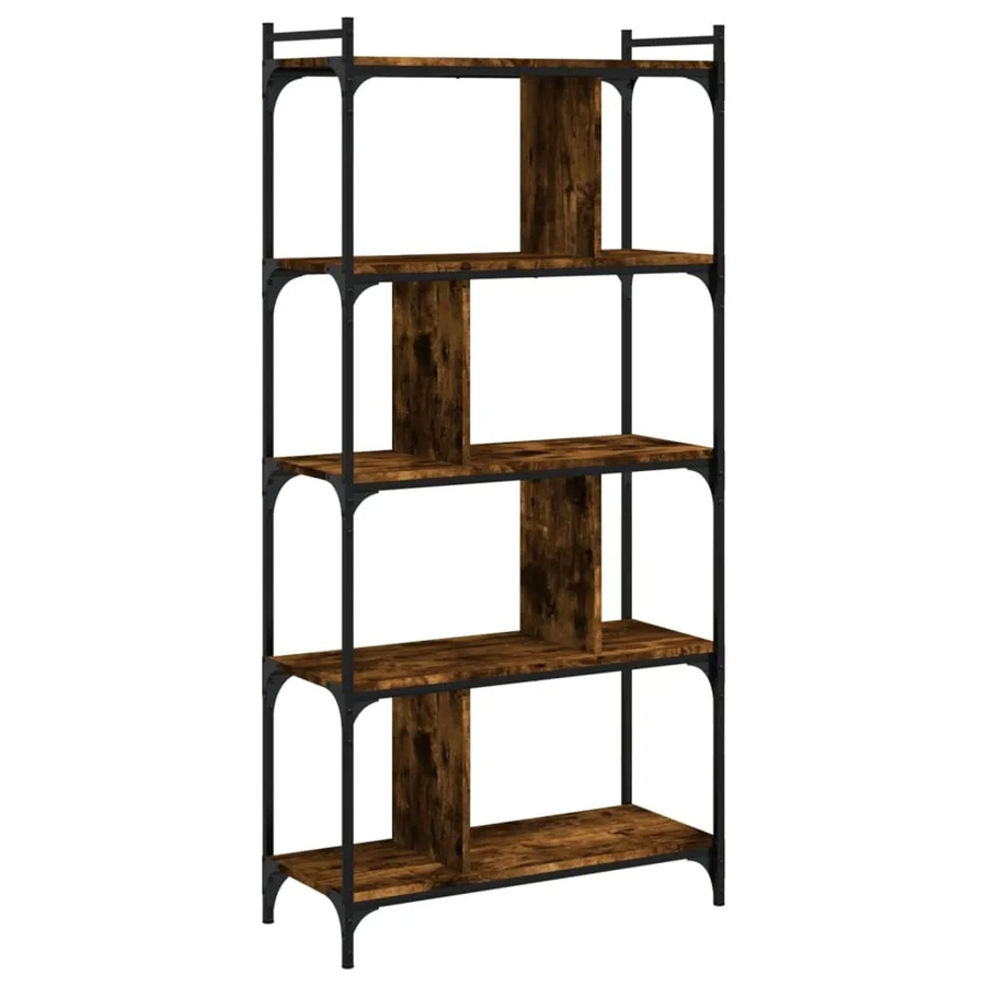 vidaXL Bücherregal mit 5 Böden in Räuchereiche und Metall für industrielle Note, B/T/H: 76 x 32 x 158 cm - Bild 2