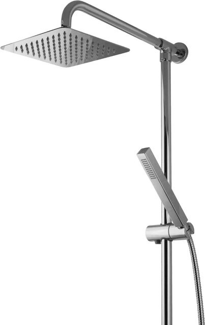 PaulGurkes Aufputz Regendusche Duschsystem Eckig in Chrom mit Handbrause, Breite: 20 cm - Bild 1