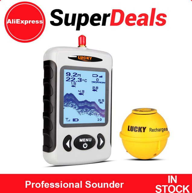 Tragbarer professioneller Echolot mit Bluetooth und Punktmatrix, kabelloser Sonar-Fischfinder und Angelsondendetektor in Gold - Bild 1