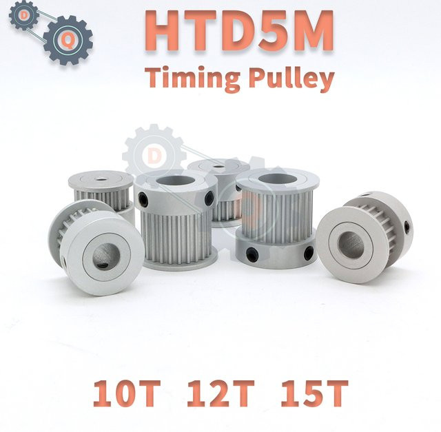 HTD 5M Zahnriemenscheibe in Silber mit 10, 12 oder 15 Zähnen für Riemenbreiten von 10 mm oder 15 mm - Bild 1