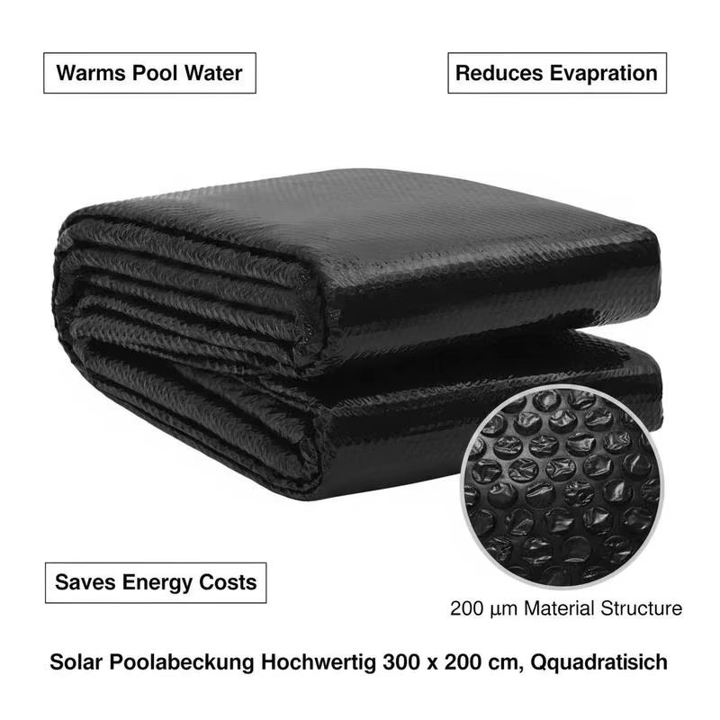 Solar-Schwimmbadabdeckung aus PE mit Luftkammern zur Solarheizung und Verdunstungsschutz, Schwarz, B: 300 cm, T: 200 cm - Bild 3