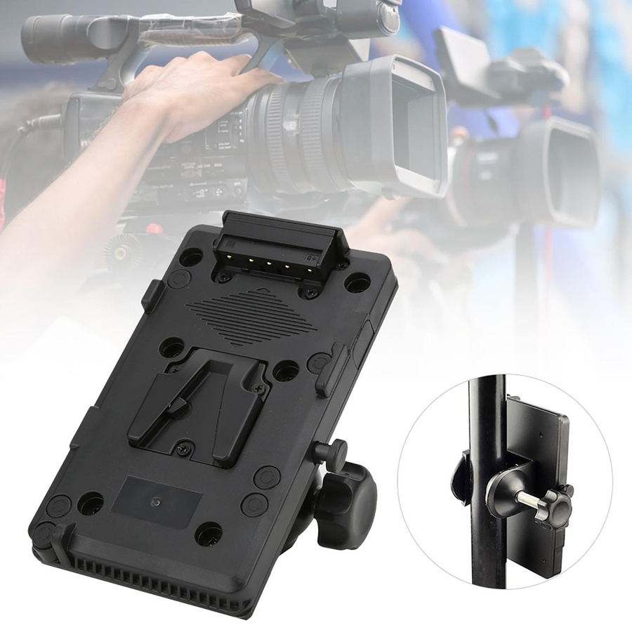 V-Mount V-Lock Akku Hängeplatte mit D-Tap Stromversorgungssystem und Befestigungsclip-Halterung in Schwarz - Bild 3