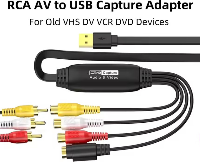 ALLOYSEED USB Video Capture Card RCA zu USB Konverter für VHS, DVD und VCR, Schwarz - Bild 1