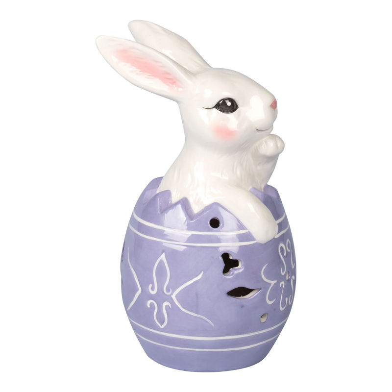 LED-Dekofigur Hase von viva domo aus Keramik in mehrfarbigem floralem Design für Ostern - Bild 2