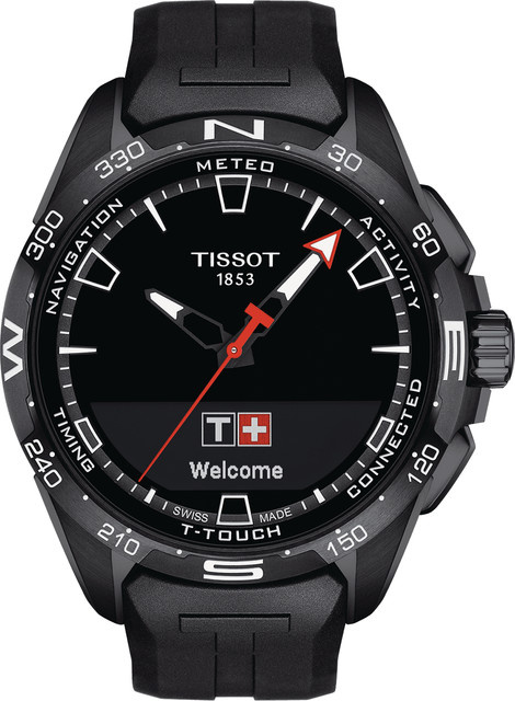 Tissot Hybrid-Smartwatch, Solar, Titan, Schwarz, Kautschukarmband, Herren - Bild 1