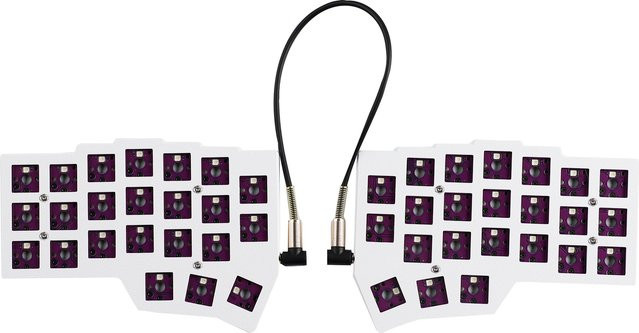 YMDK Corne V4.1 Ergonomische Low Profile Split Tastatur im 40 % Layout mit 46 Tasten, Hotswappable, 3D-Druckgehäuse, Weiß, Kabelgebunden oder Drahtlos - Bild 1