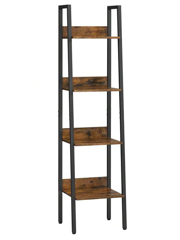 VASAGLE Leiterregal im Industrie-Design, freistehendes Bücherregal in Braun mit offener Rückseite - Bild 2