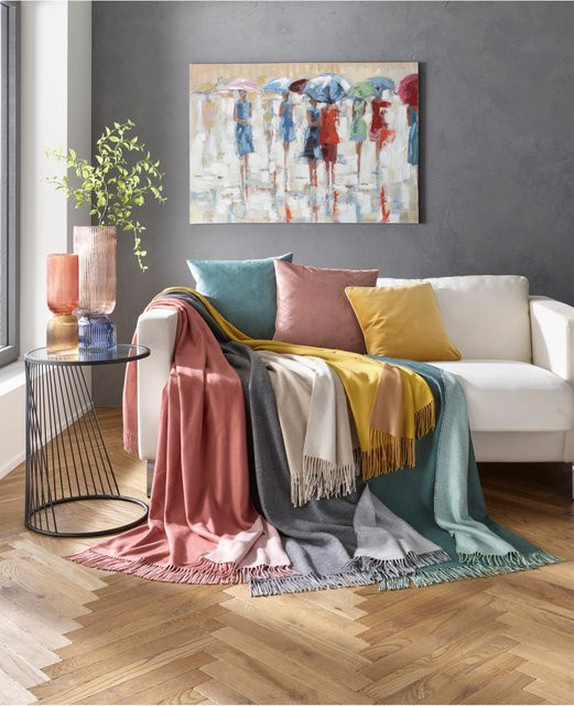 Heine Wohndecke als Wendemodell in Grau und Multicolour aus 100% Polyacryl, B/T: 200 x 130 cm - Bild 1