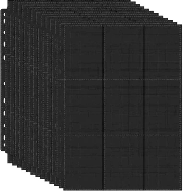 Doppelseitige Kartenhüllen für Album-Binder mit 11 Löchern, Schwarz, 9 Taschen pro Seite zum Schutz deiner Spielkarten - Bild 1