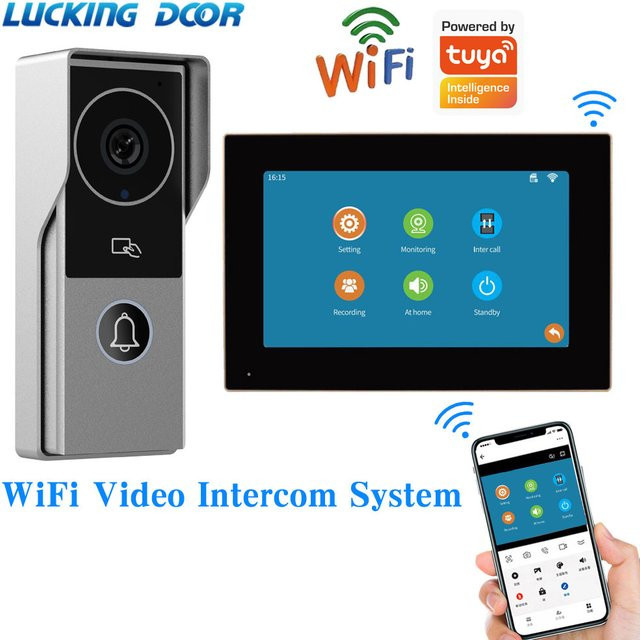 LUCKING DOOR WLAN Video-Türklingel mit 7 bis 10 Zoll Farb-Touchscreen und TUYA App Unterstützung inklusive RFID-Zugangskontrollsystem - Bild 1