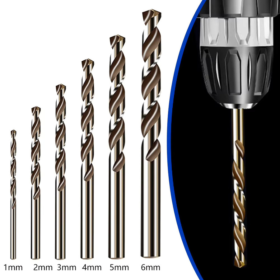 VIBRATITE HSS M35 Kobalt Bohrer Set aus Edelstahl in Silber, 6er Set für Metall, Eisen und Holz - Bild 2