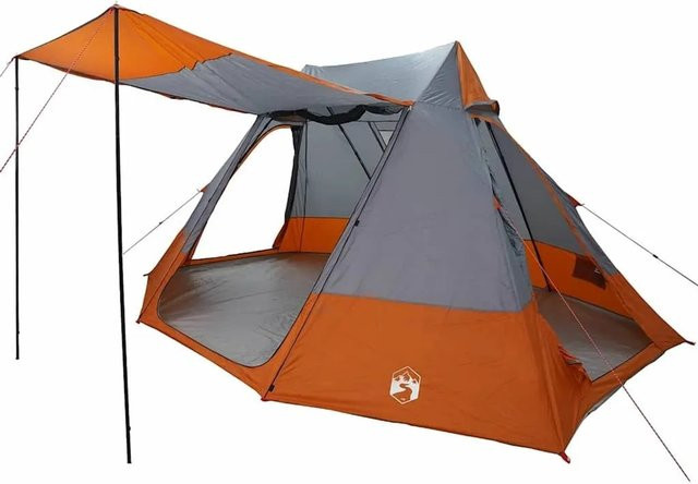 vidaXL Campingzelt in Grau und Orange mit Dach B/T/H: 482 x 360 x 227 cm - Bild 1