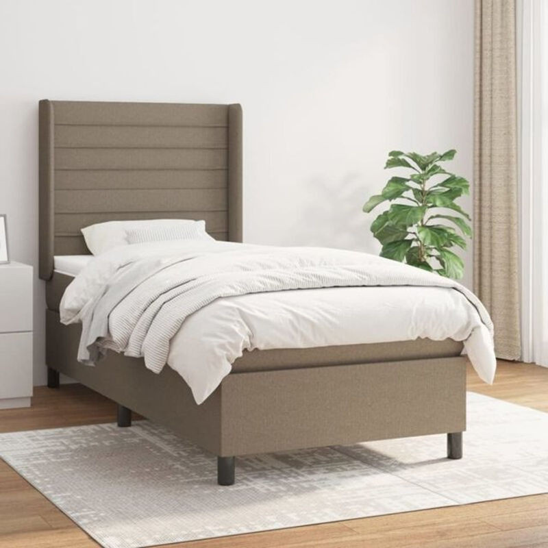 vidaxl Boxspringbett mit Matratze in Taupe meliert aus Stoff und Massivholz, B/T/H: 200 x 80 x 118 cm - Bild 1