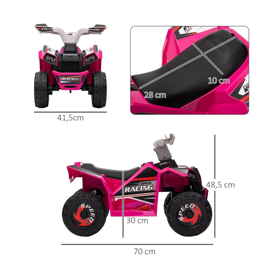 HOMCOM Elektro Kinderquad Mini Elektroquad 6V Rosa mit Vorwärts Rückwärtsfunktion für Kinder ab 1.5 Jahren - Bild 5