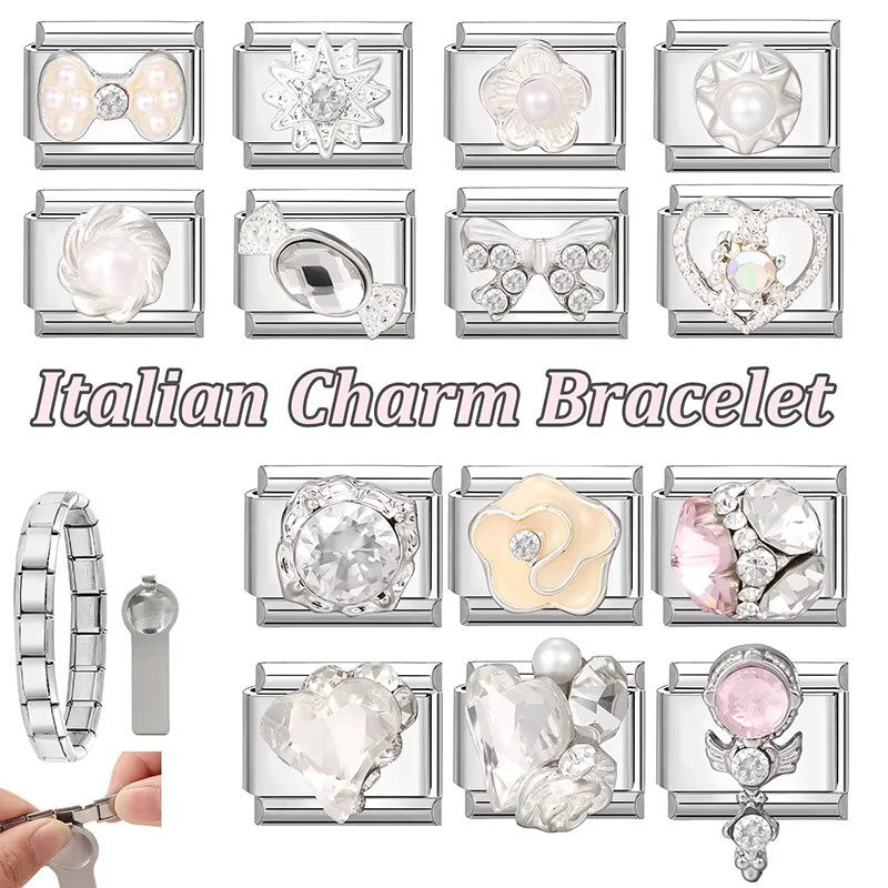 LASPERAL Charm Links, Edelstahl, Zirkonia, Damen, 9mm - Bild 2