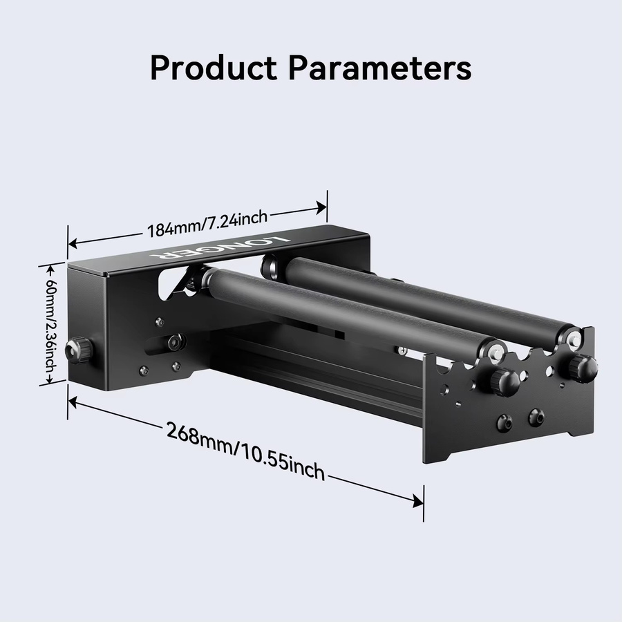 LONGER Laser-Gravierer-Drehwalzen-Zubehör 360-Grad-Drehachse in Schwarz für zylindrische Werkstücke wie Kelche, Tassen, Becher und Flaschen mit einstellbarem Gravurdurchmesser von 6 mm bis 200 mm - Bild 4