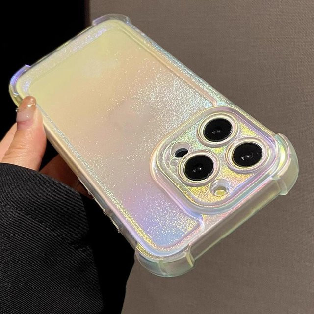 YULIN-003 Laser Regenbogen Schutzhülle Transparent Matt für iPhone 11 bis iPhone 17 Pro Max Stoßfester Bumper Case - Bild 1