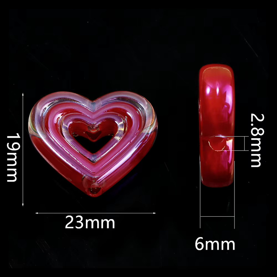 Louleur Herzperlen Acryl, farbig plattiert, 19x23mm - Bild 2