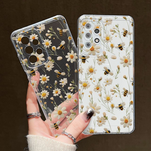 Flower Bee Soft Cover Hülle für Samsung Galaxy A56 5G A36 A16 A55 A54 A53 A52 A35 A34 A33 A15 A14 A13 S24 S25 Ultra FE S23 S22 Plus transparent - Bild 1