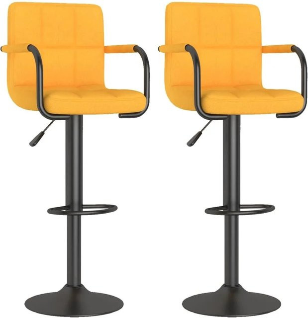 Set aus 2 vidaXL Barhockern in Senfgelb mit Stoffbezug und pulverbeschichtetem Stahlgestell - Bild 1