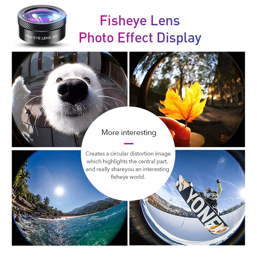 APEXEL Mini 22X Teleskop-Zoomobjektiv HD 4-in-1 Kameraobjektiv-Set mit Makro, Weitwinkel und Fisheye für iPhone und Samsung, Schwarz - Bild 4
