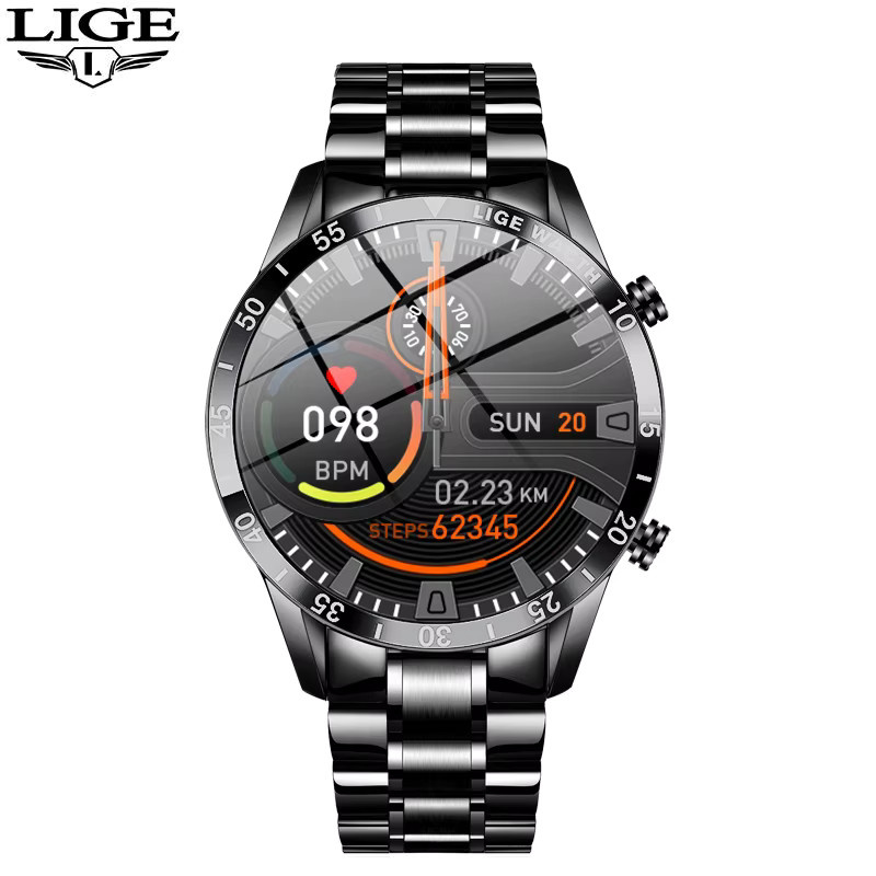 LIGE Smartwatch, Edelstahl, Milanaise, Schwarz, Herren - Bild 7