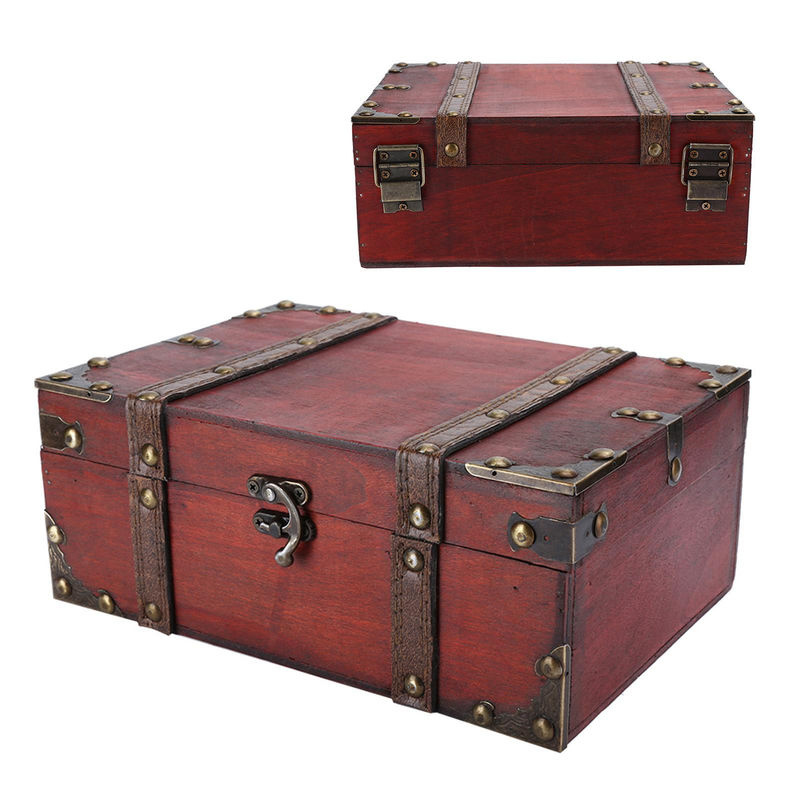 Dekorative Vintage-Aufbewahrungsbox aus Holz von Neoglint in Grau und Braun mit Schloss - Bild 3