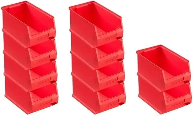 PROREGAL SparSet 10 Stück Rote Sichtlagerboxen aus Kunststoff, H x B x T: 12,5 x 14,5 x 23,5 cm - Bild 1