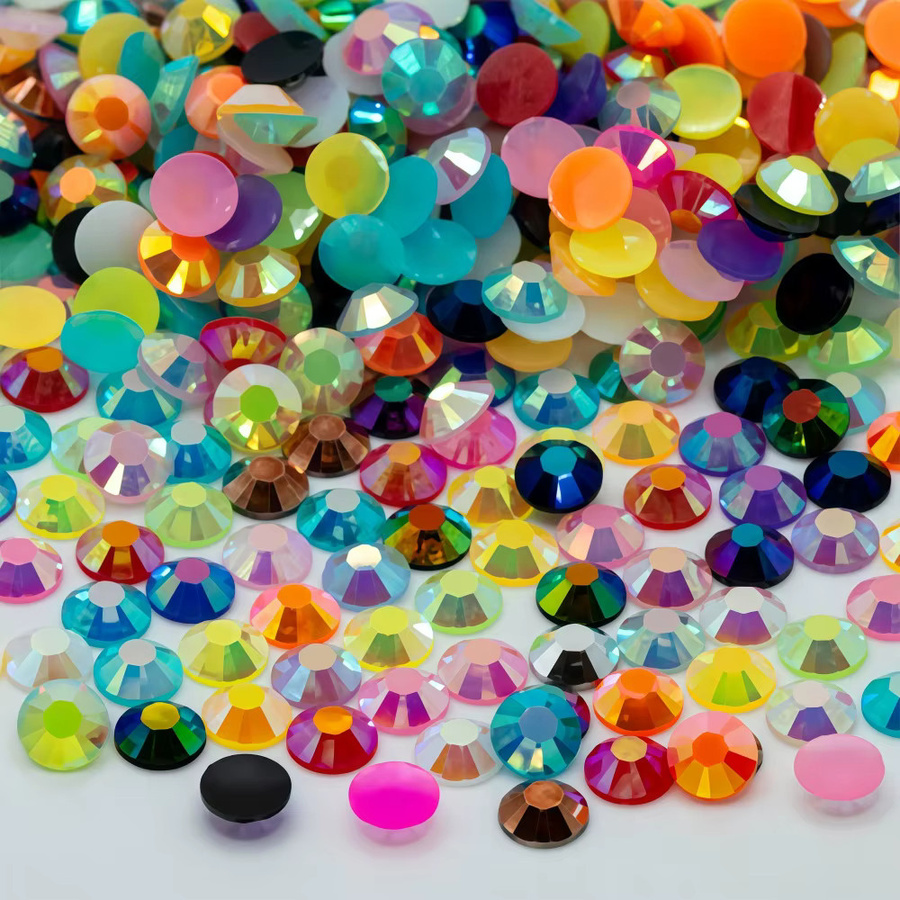 Flache Harz-Glitzer-Gelee-Strasssteine in Blau und Multicolour für Nagelkunst, Schmuck und Bastelzubehör, Größe 2–6 mm - Bild 2
