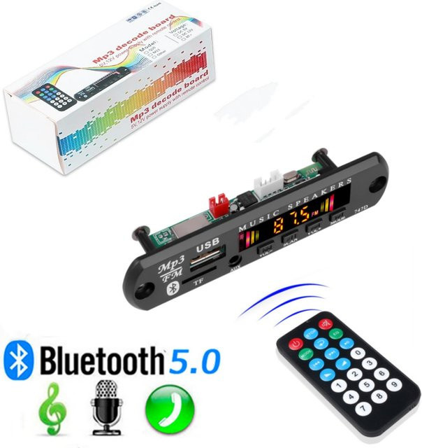 Kebidu Bluetooth 5.0 MP3 Decoder Board mit FM Radio, USB und AUX, Black - Bild 1