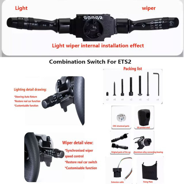 Blinker- und Wischerschalter für Logitech G29 G920 G27 Simulator Lenkrad Zubehör in Schwarz - Bild 1