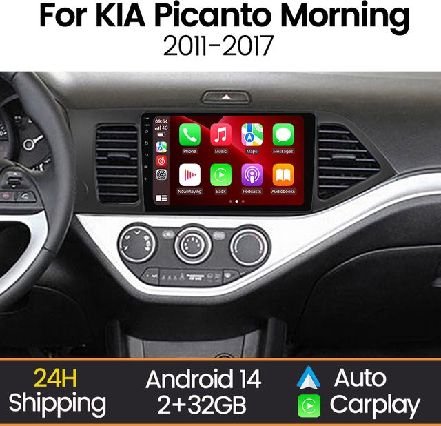 MEKEDE Kabelloses Android All-in-One Autoradio mit CarPlay, GPS, Bluetooth und WiFi für KIA Morning 2 / Picanto 2011 - 2017 in Schwarz - Bild 1