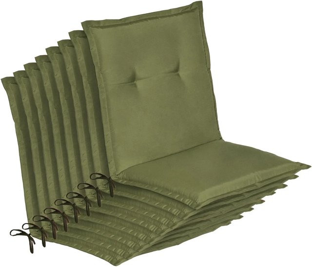 Beautissu 8er Set Auflagen für Niedriglehner Gartenstühle Loft in Olivegrün B/B/H: 100 x 50 x 6 cm - Bild 1
