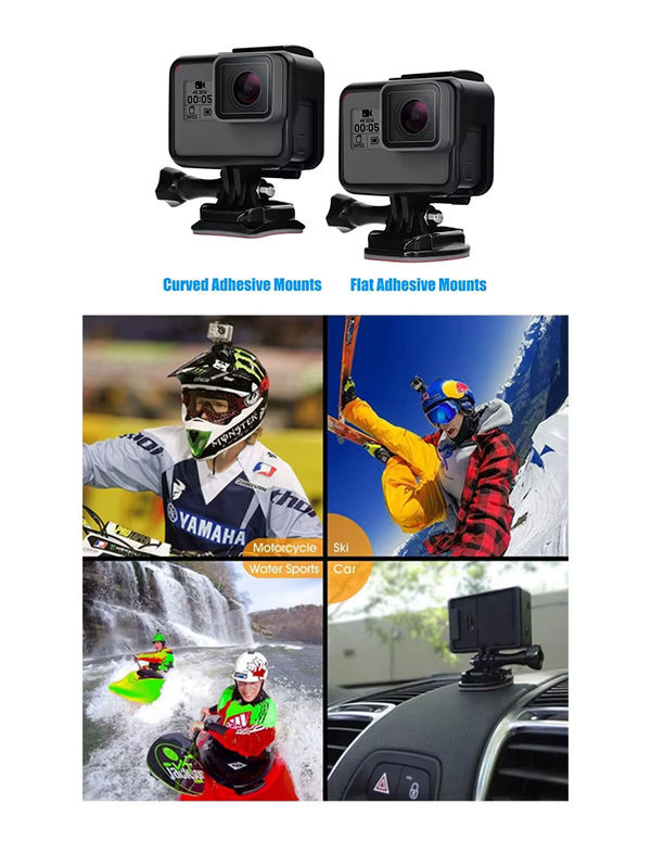 Helmbasisschraube J-Hook-Basismontage für GoPro und Action-Kameras, Schwarz - Bild 2
