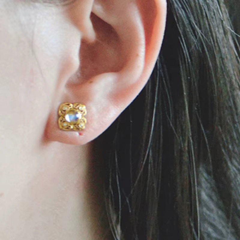 Huitan Ohrstecker, Kristall, Messing, Gold, Damen - Bild 3