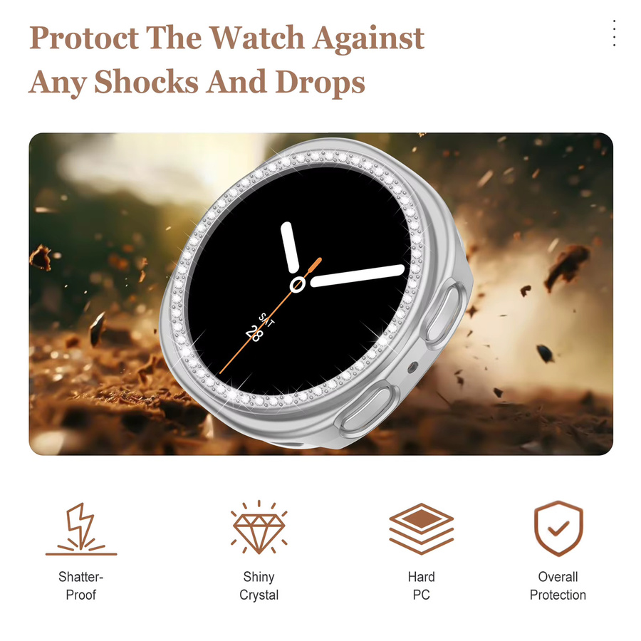 EIMO Uhrenhülle Samsung Galaxy Watch 8, Diamant, Silber, PC - Bild 4