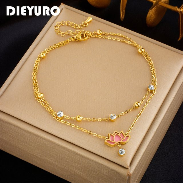 DIEYURO Fußkettchen Edelstahl, Roségold, Damen - Bild 1