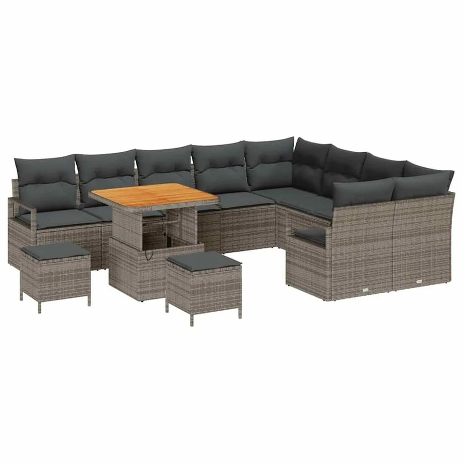 vidaXL Garten-Sofa-Set 12-tlg. in Grau mit Kissen und Stauraumfunktion - Bild 2