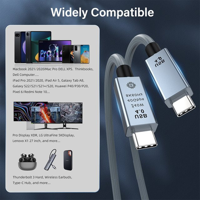 WALKESEN USB C auf USB C Kabel mit 240 W Ladeleistung, 40 Gbit/s Datenübertragung und 8K-Videoübertragung, geflochtenes Ladekabel für MacBook, Samsung und Laptop - Bild 1