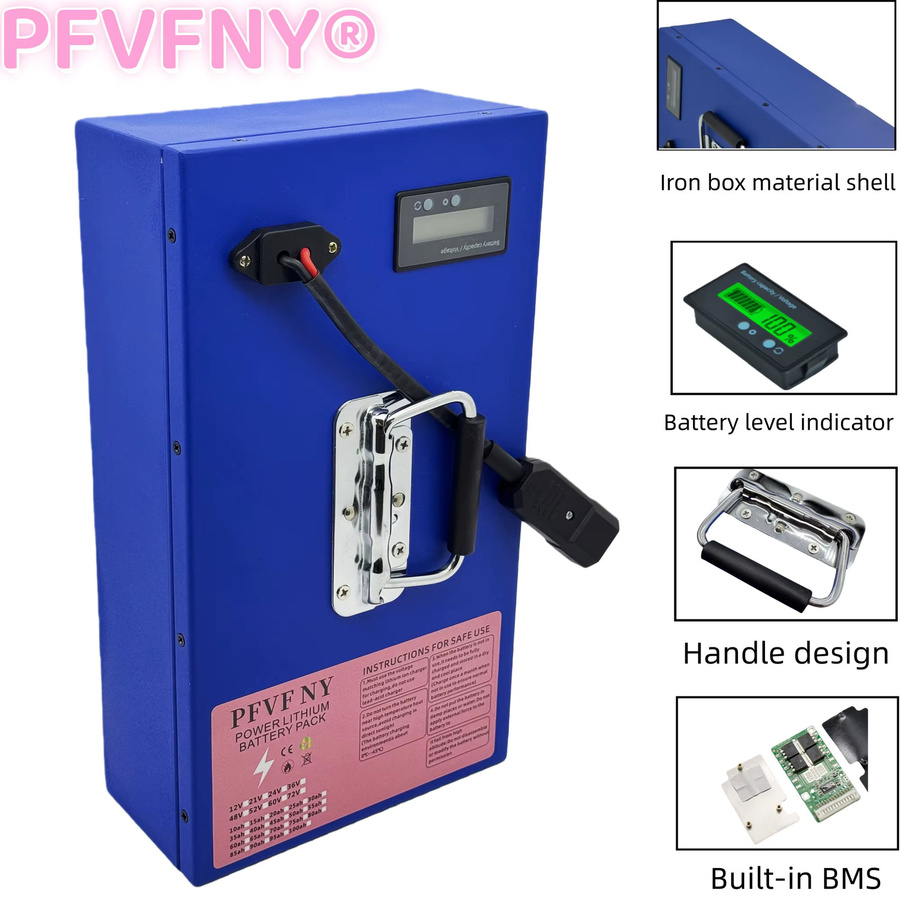 PFVFNY 72V Lithium-Batterie mit BMS-System, 18650 Li-Ion Pack, Blau - Bild 3