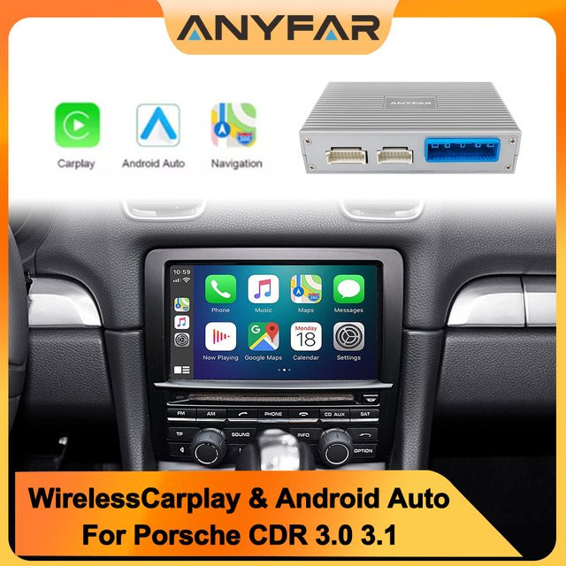 EzoneTronics Kabelloses CarPlay und Android Auto Nachrüstkit Decoder-Box für Porsche Cayenne Cayman Boxster Panamera 911 mit CDR 3.0 und 3.1 (2012-2016) via Wi-Fi und Bluetooth - Bild 1