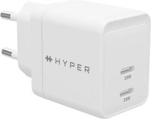 Targus HyperJuice Netzteil mit 35W Leistung und 2x USB-C Anschlüssen in Weiß - Bild 1