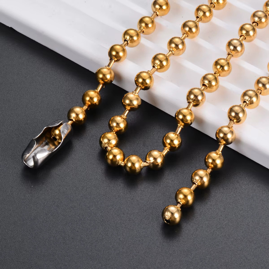 Amerixun Halskette, 18K Gold überzogen, Edelstahl, Kugel Kette, 1,2-6mm - Bild 5