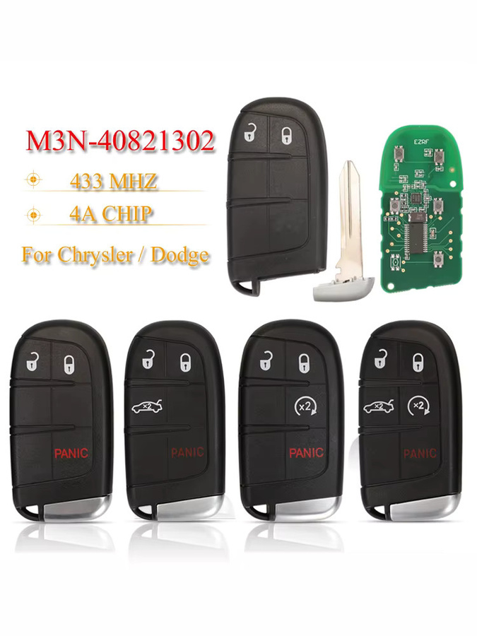 Jingyuqin Smart Remote Autoschlüssel 433 MHz 4A PCF7953M AES Chip für Chrysler 200 300 und Dodge Charger Challenger 2019+ Fob M3M-40821302 in Schwarz - Bild 5